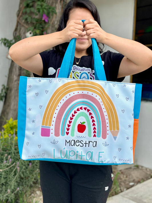 Maxibolsa │ Arcoíris Lápiz Boho Azul