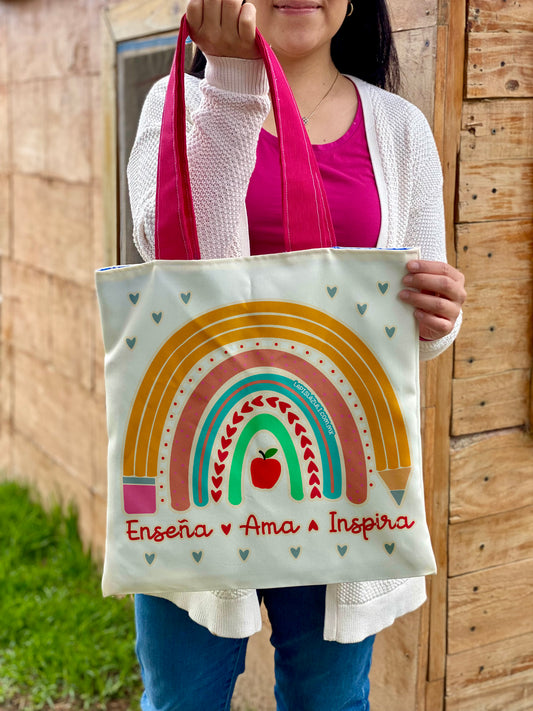 Totebag │ Arcoíris IV Enseña-Ama-Inspira