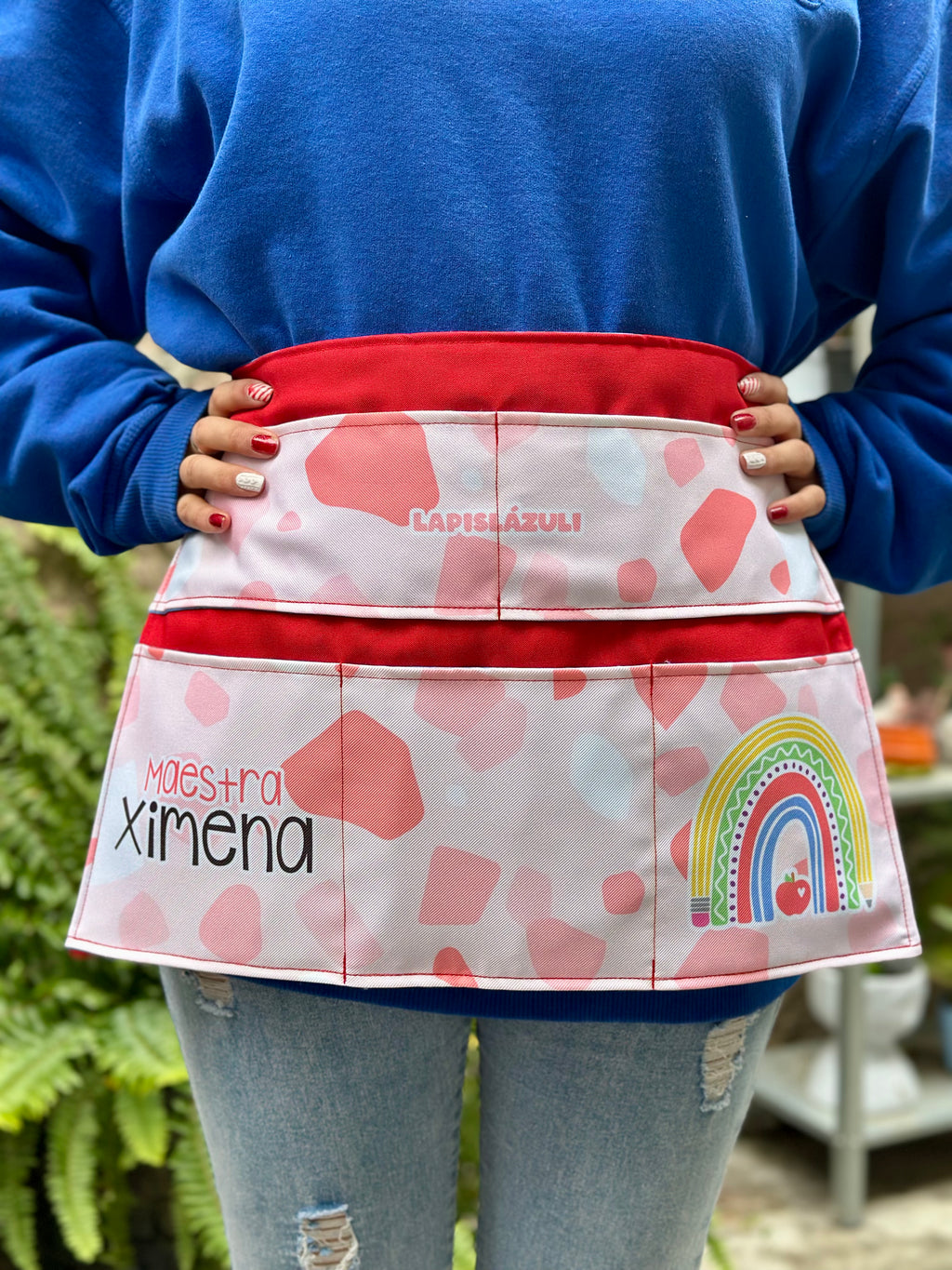 Delantal │ Arcoíris Lápiz Boho Rojo