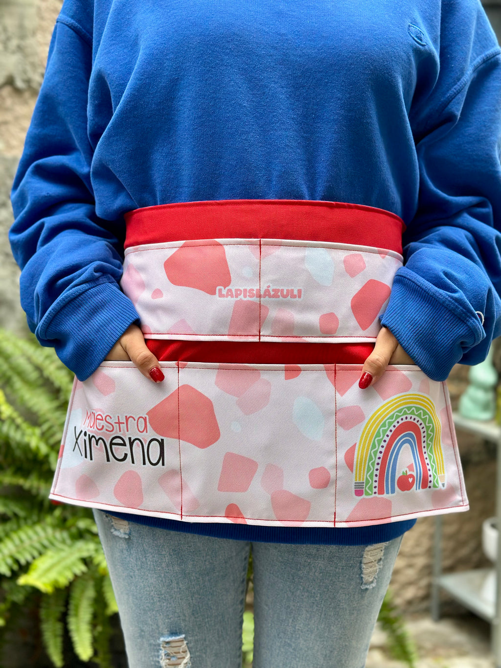 Delantal │ Arcoíris Lápiz Boho Rojo