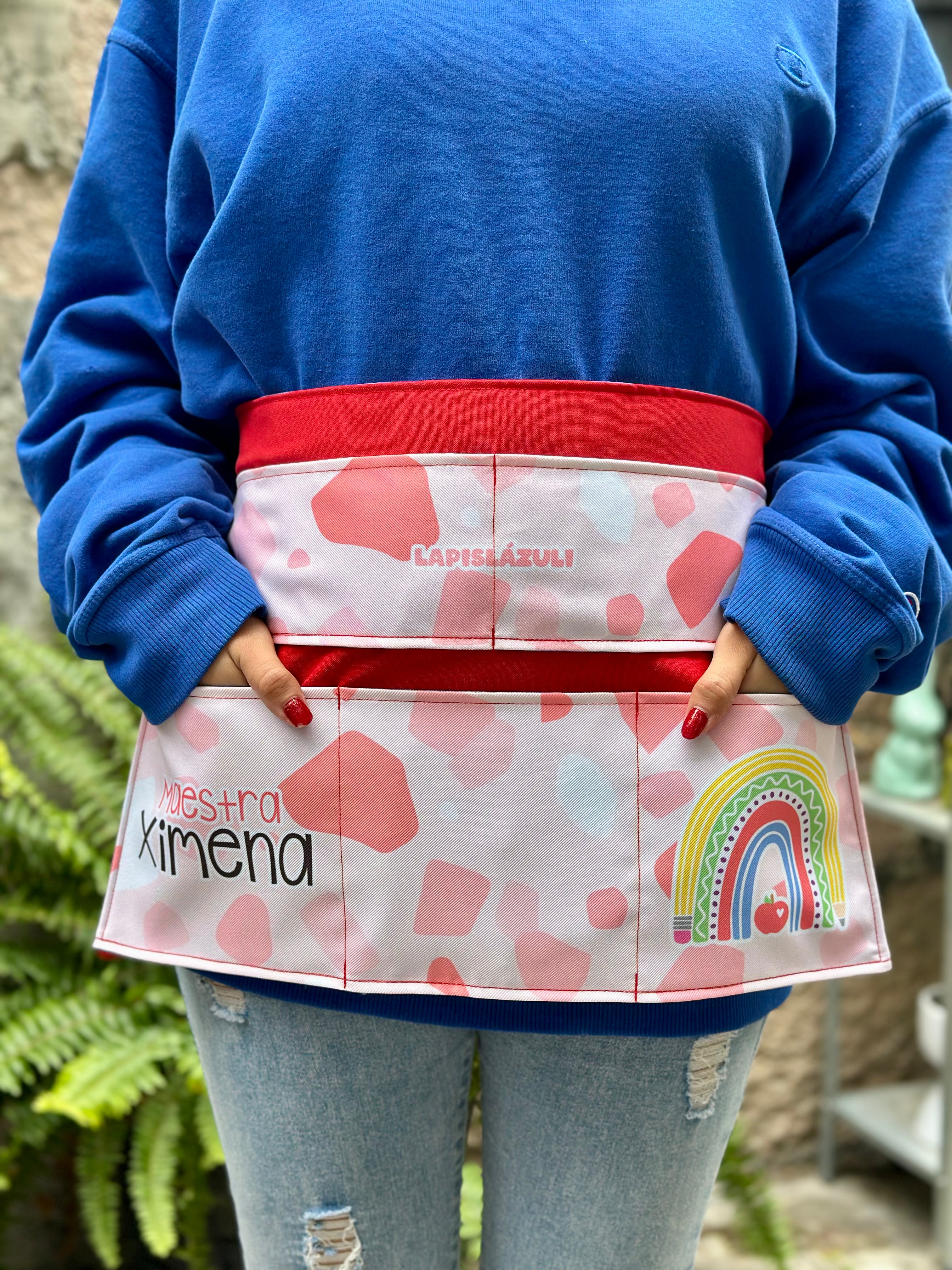 Delantal │ Arcoíris Lápiz Boho Rojo