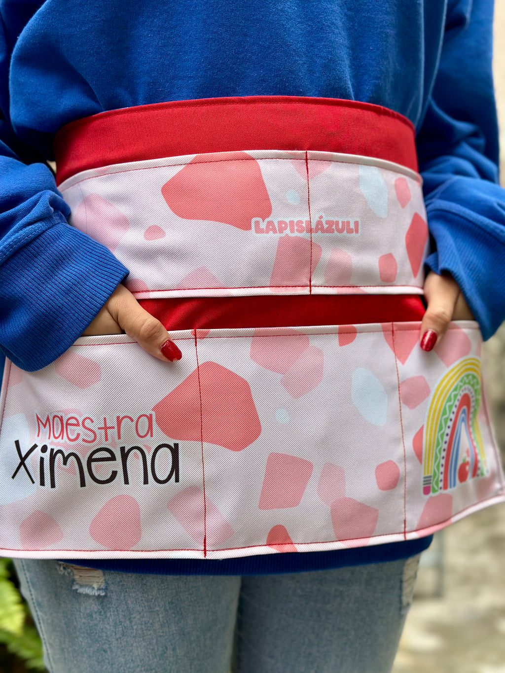 Delantal │ Arcoíris Lápiz Boho Rojo