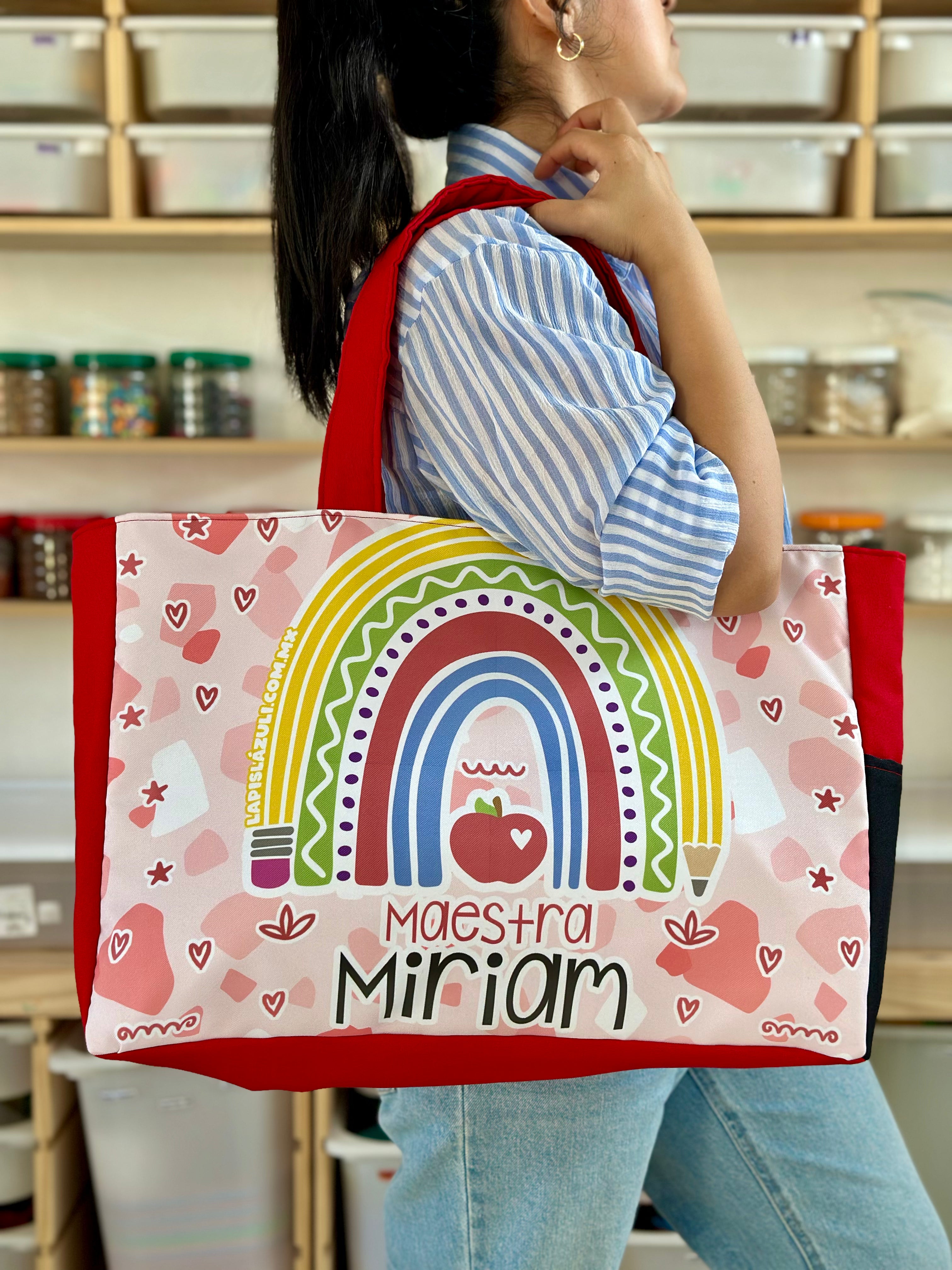 Maxibolsa │ Arcoíris Lápiz Boho Rojo