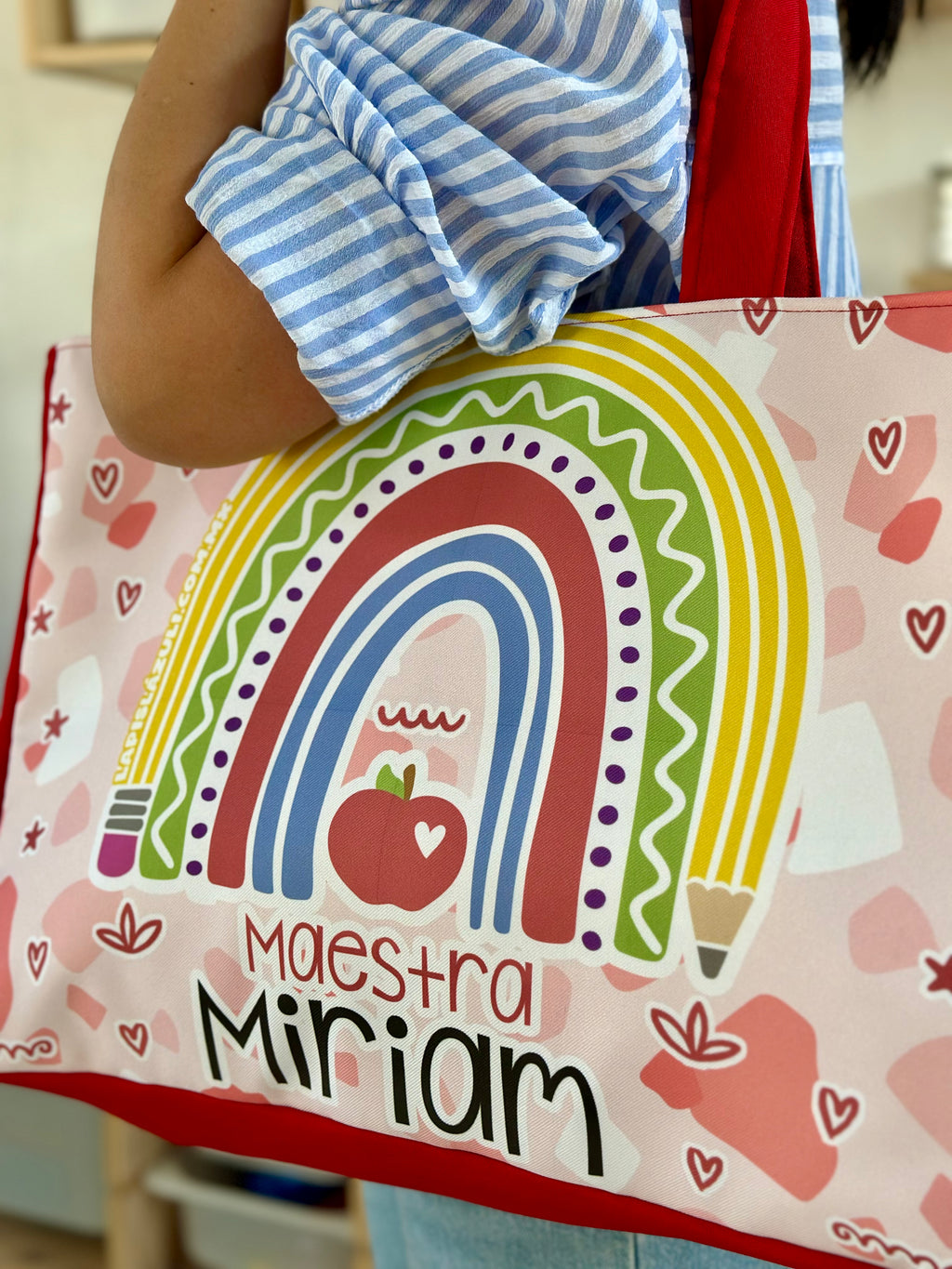 Maxibolsa │ Arcoíris Lápiz Boho Rojo