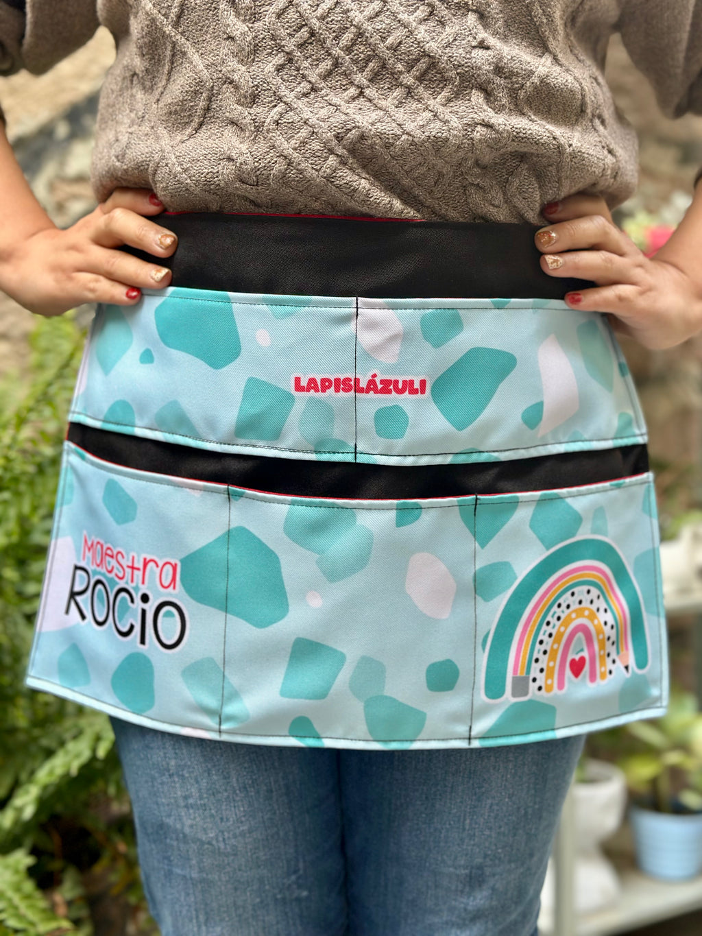 Delantal │ Arcoíris Lápiz Boho Negro