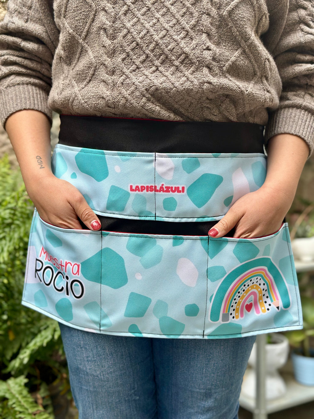 Delantal │ Arcoíris Lápiz Boho Negro