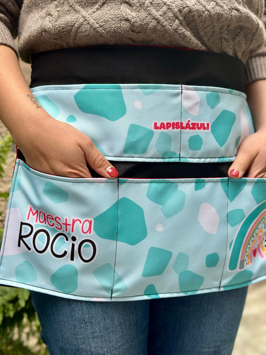 Delantal │ Arcoíris Lápiz Boho Negro