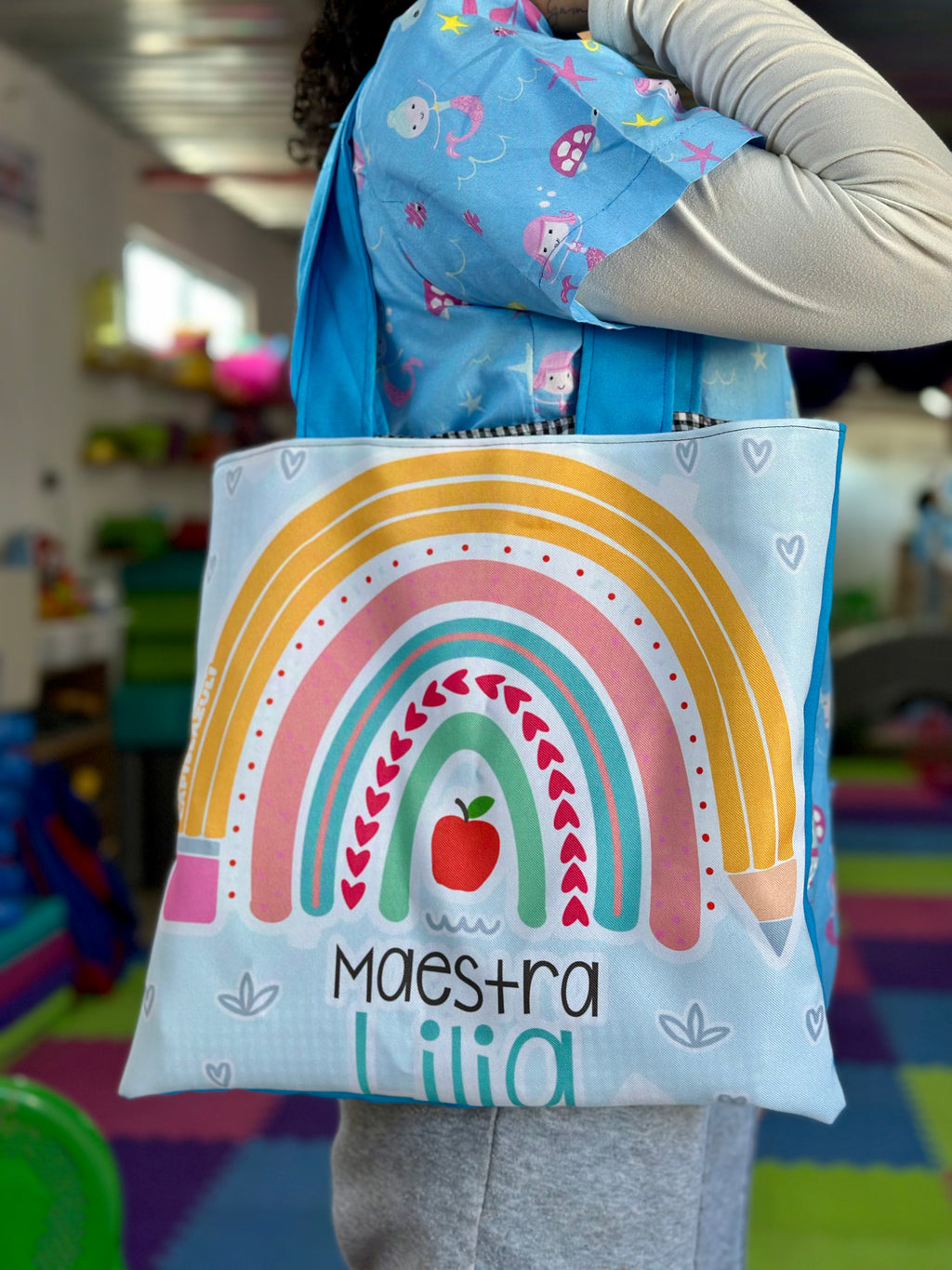 Morralito │ Arcoíris Lápiz Boho Azul