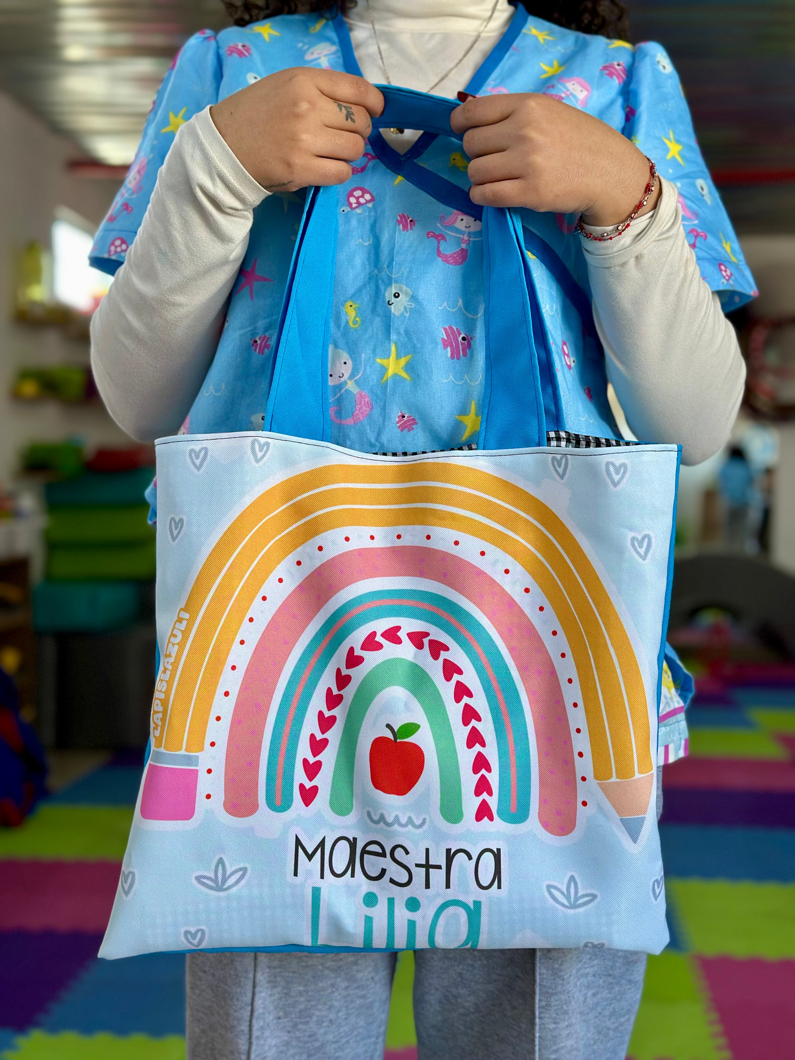 Morralito │ Arcoíris Lápiz Boho Azul