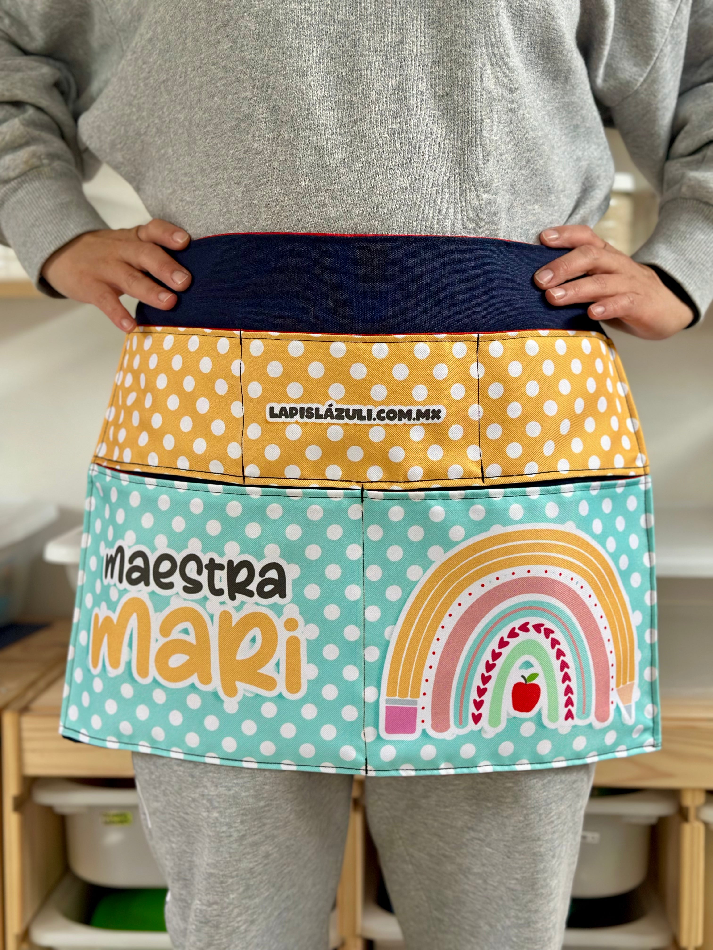 Maxidelantal │ Arcoíris Lápiz Boho Azul