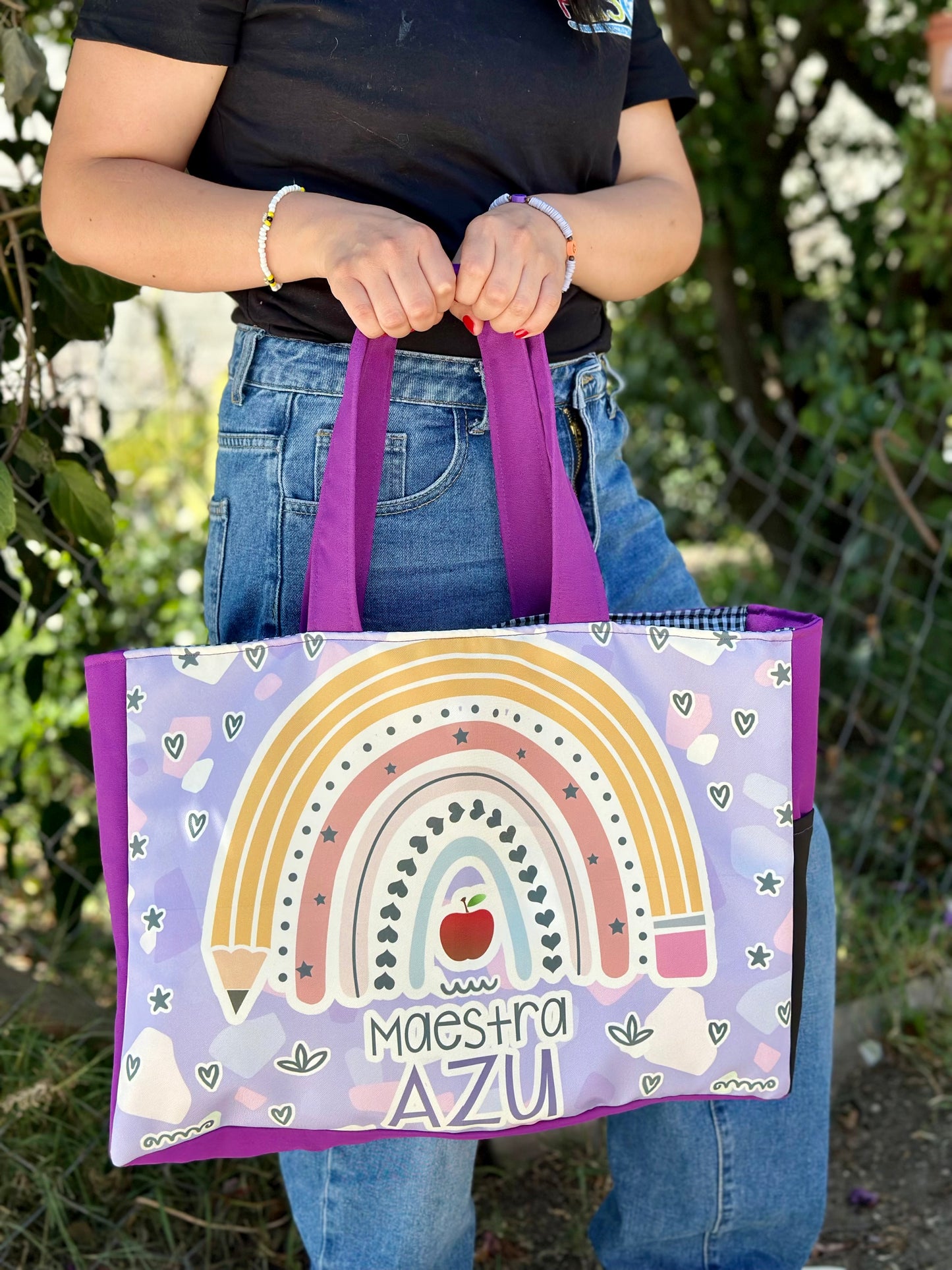 Maxibolsa │ Arcoíris Lápiz Boho Morado