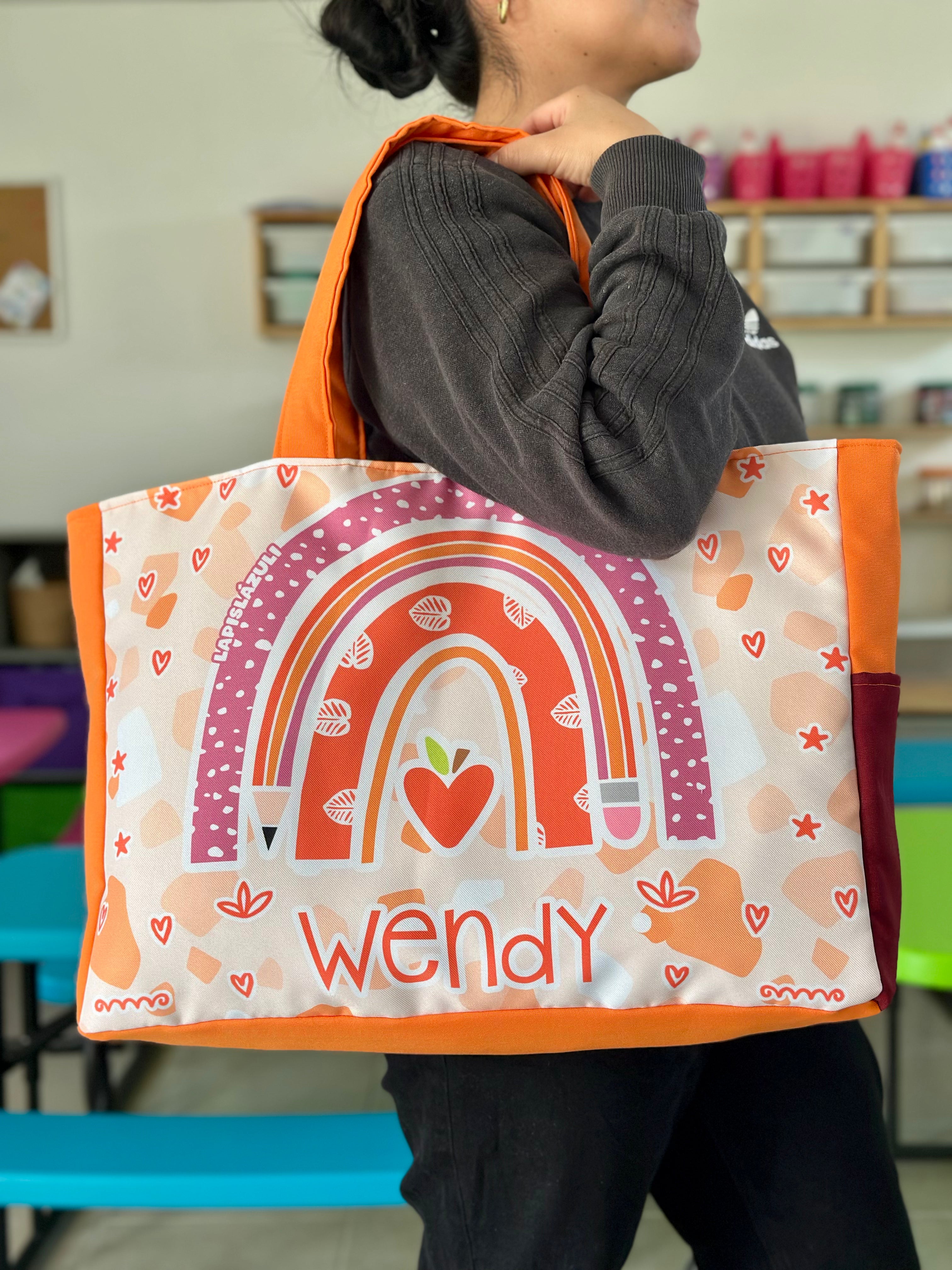 Maxibolsa │ Arcoíris Lápiz Boho Naranja