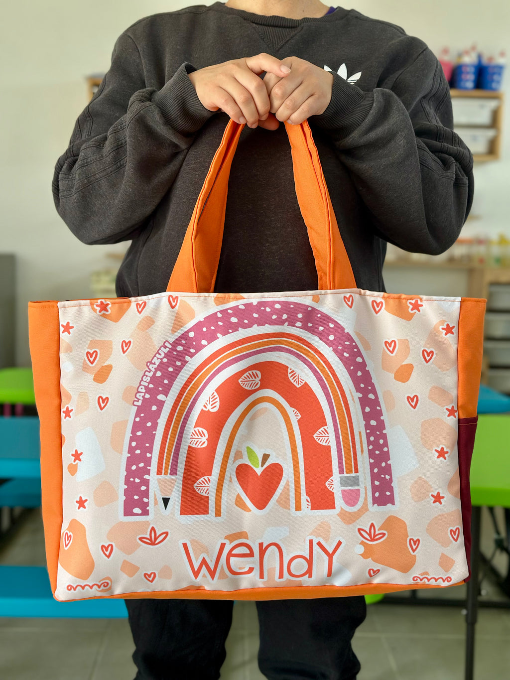 Maxibolsa │ Arcoíris Lápiz Boho Naranja