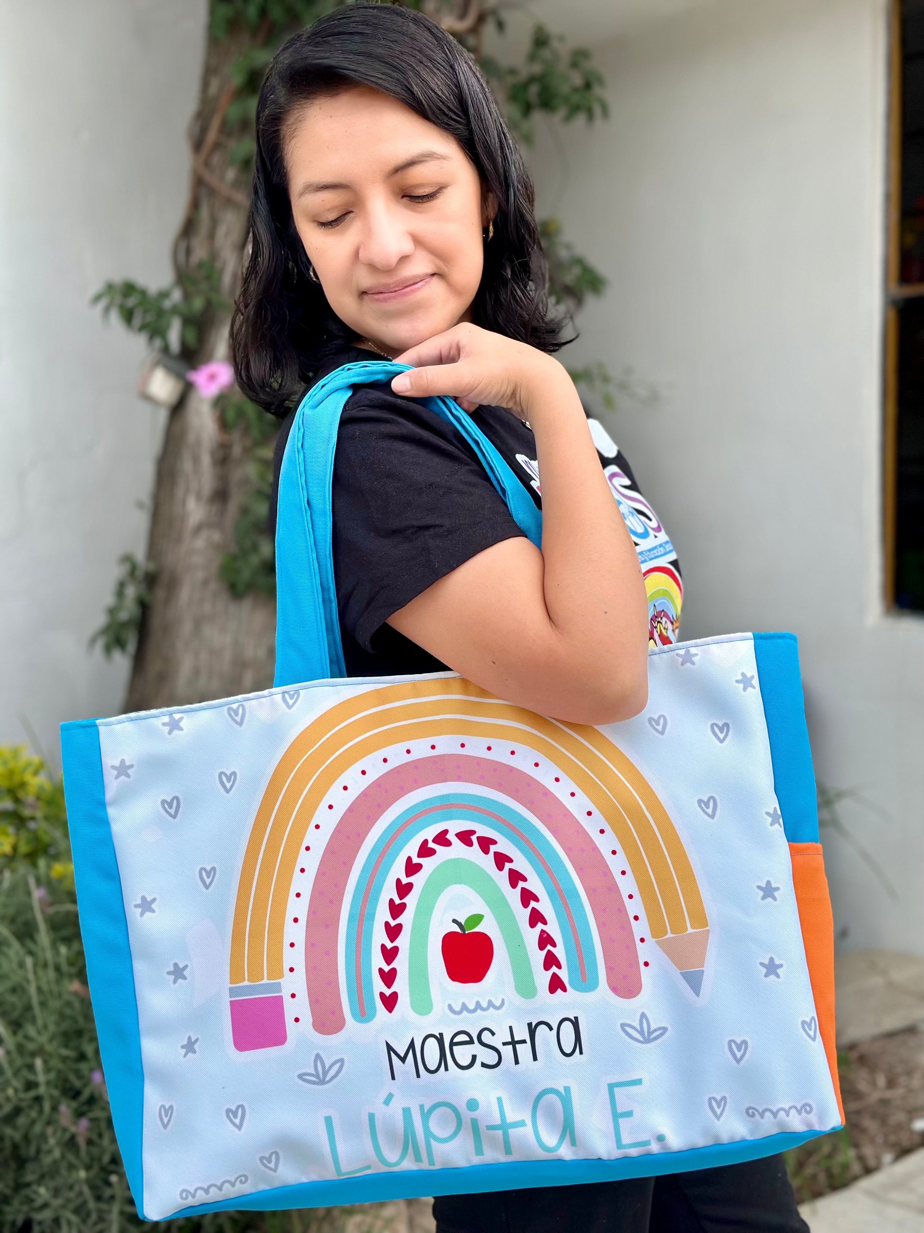 Maxibolsa │ Arcoíris Lápiz Boho Azul