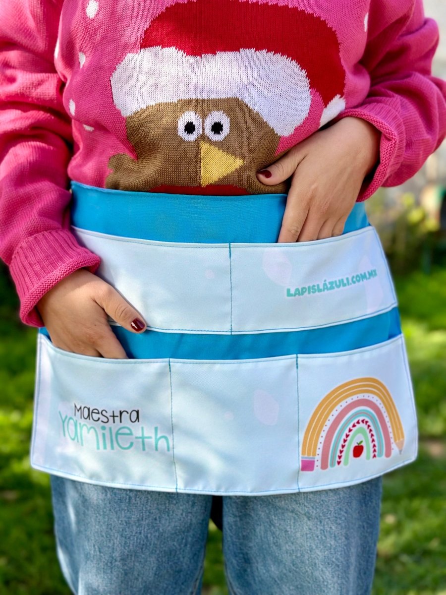 Delantal │ Arcoíris Lápiz Boho Azul - Lapislázuli