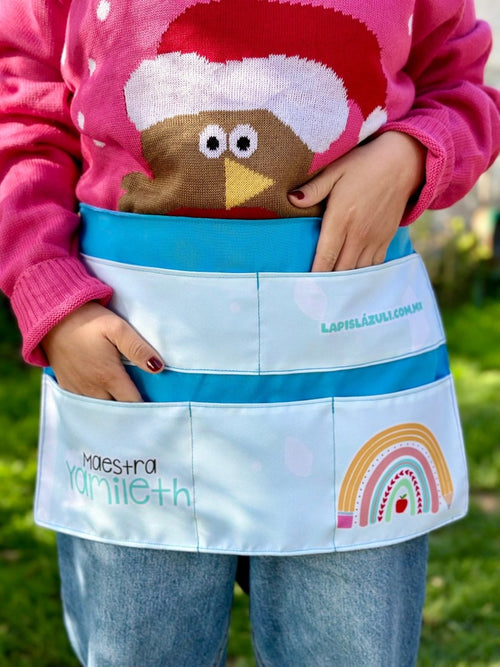 Delantal │ Arcoíris Lápiz Boho Azul - Lapislázuli