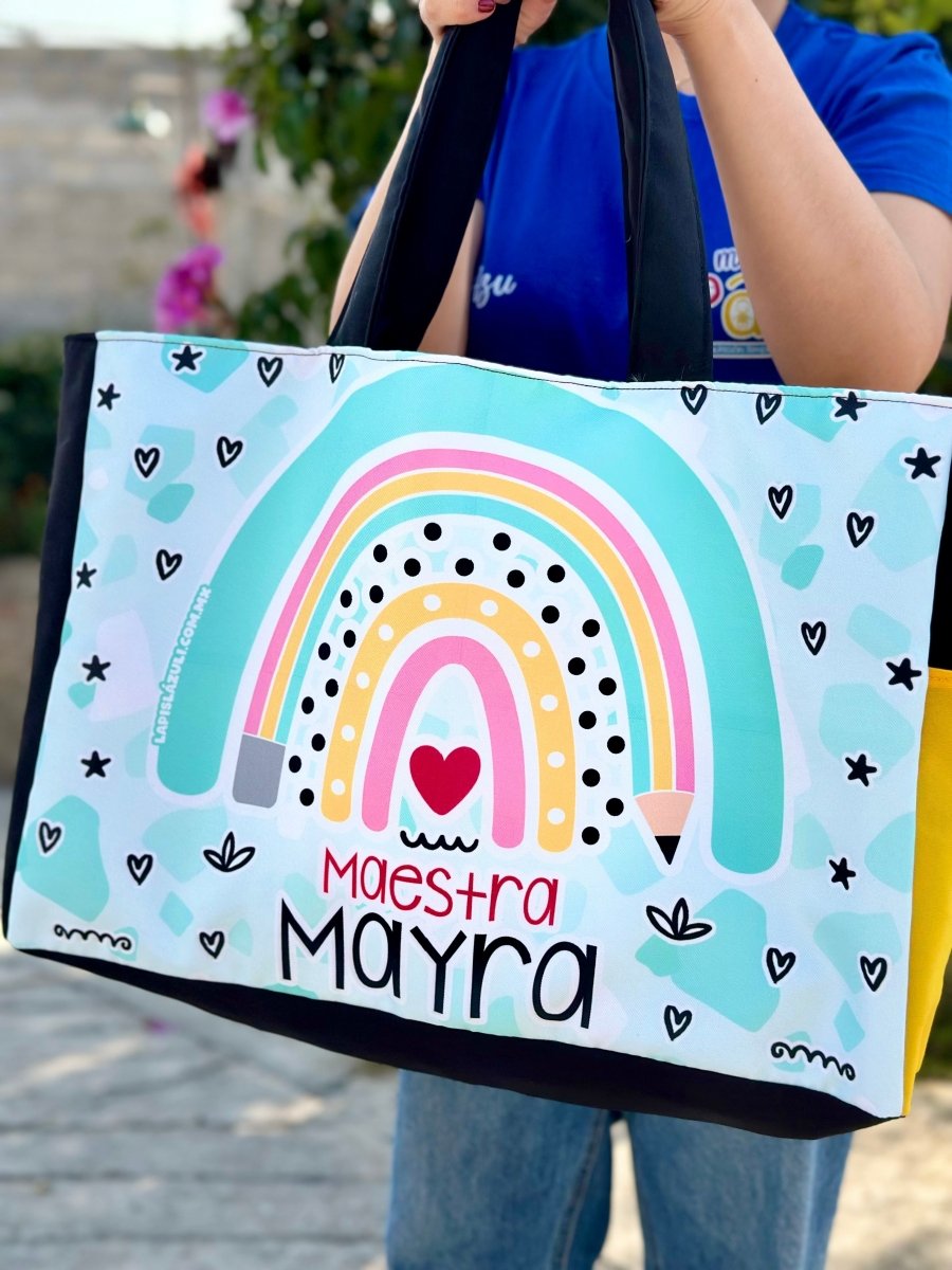 Maxibolsa │ Arcoíris Lápiz Boho Negro - Lapislázuli
