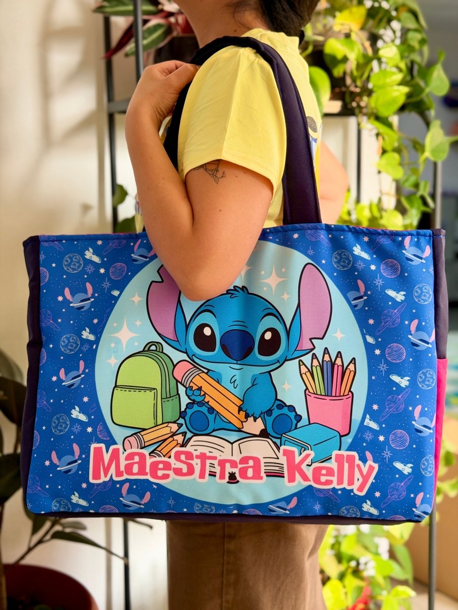 Maxibolsa │ Stitch Escuela - Lapislázuli