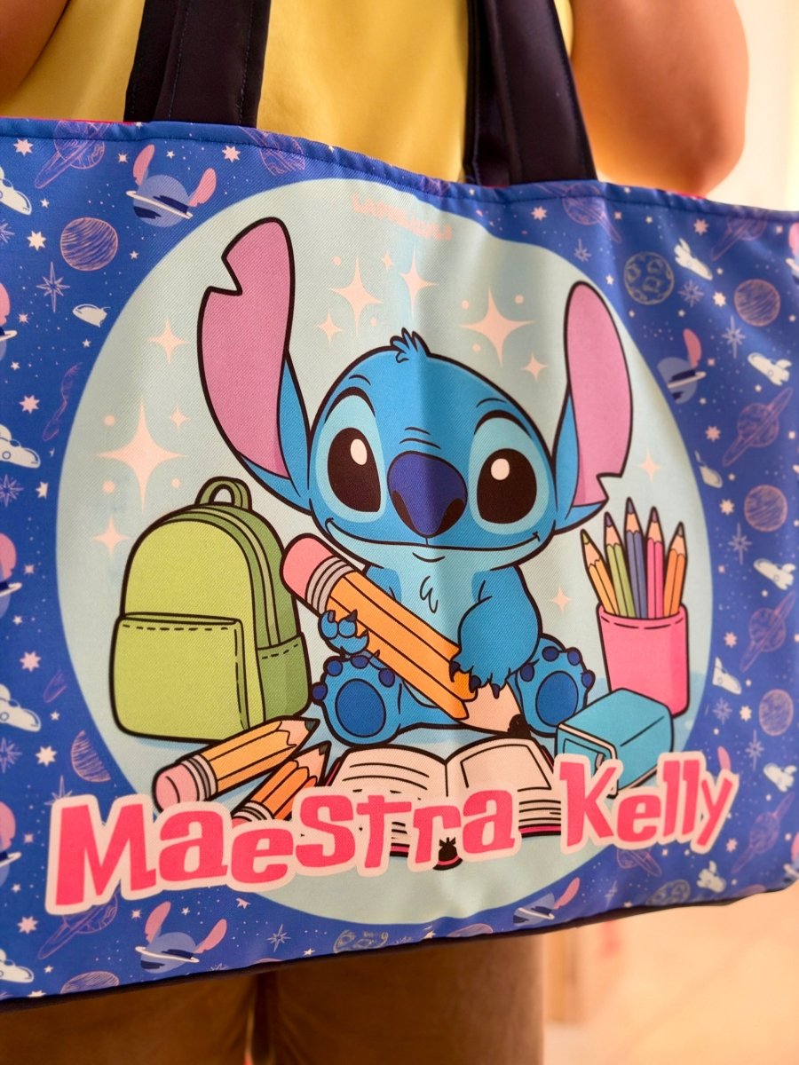 Maxibolsa │ Stitch Escuela - Lapislázuli