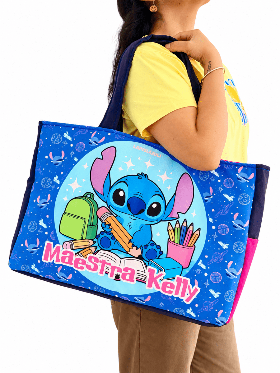 Maxibolsa │ Stitch Escuela - Lapislázuli