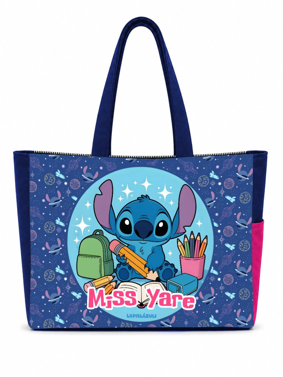 PREVENTA - Maxibolsa │ Stitch Escuela - Lapislázuli