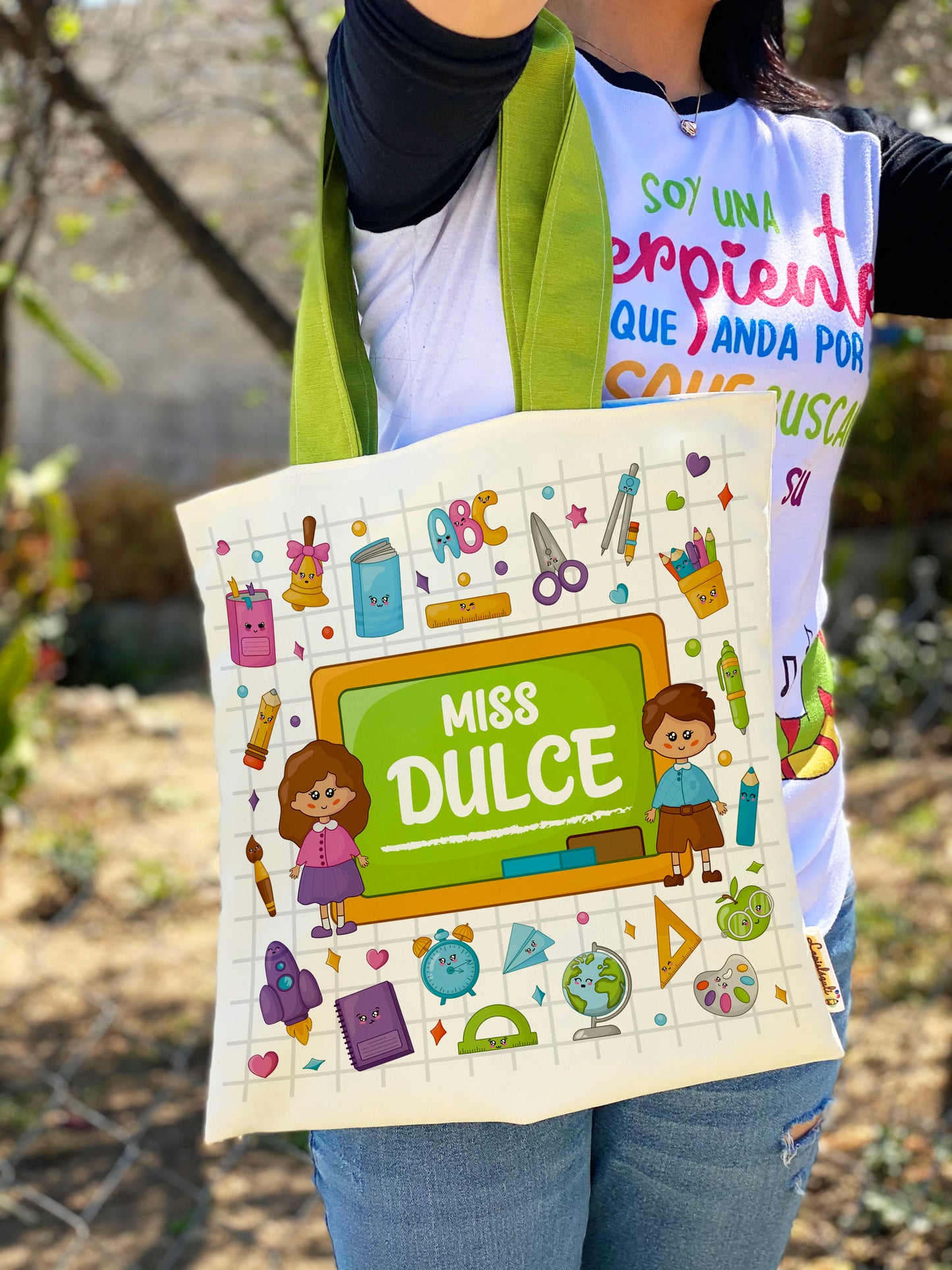 Totebag │ Pizarrón & Niños Verde